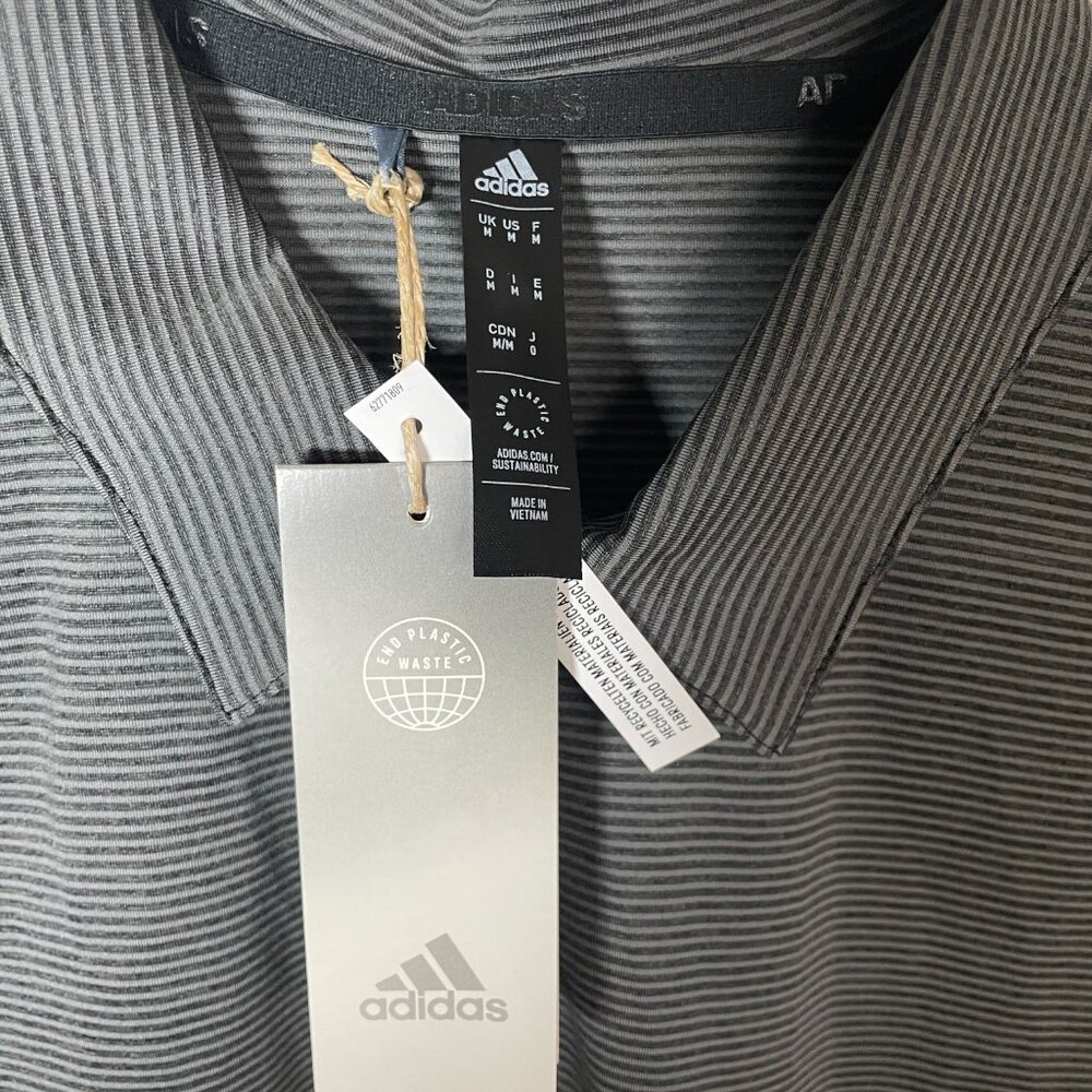 Adidas Mens Medium Polo Golf Shirt Stretch Performance Grey Collared NWT New - Picture 4 of 4